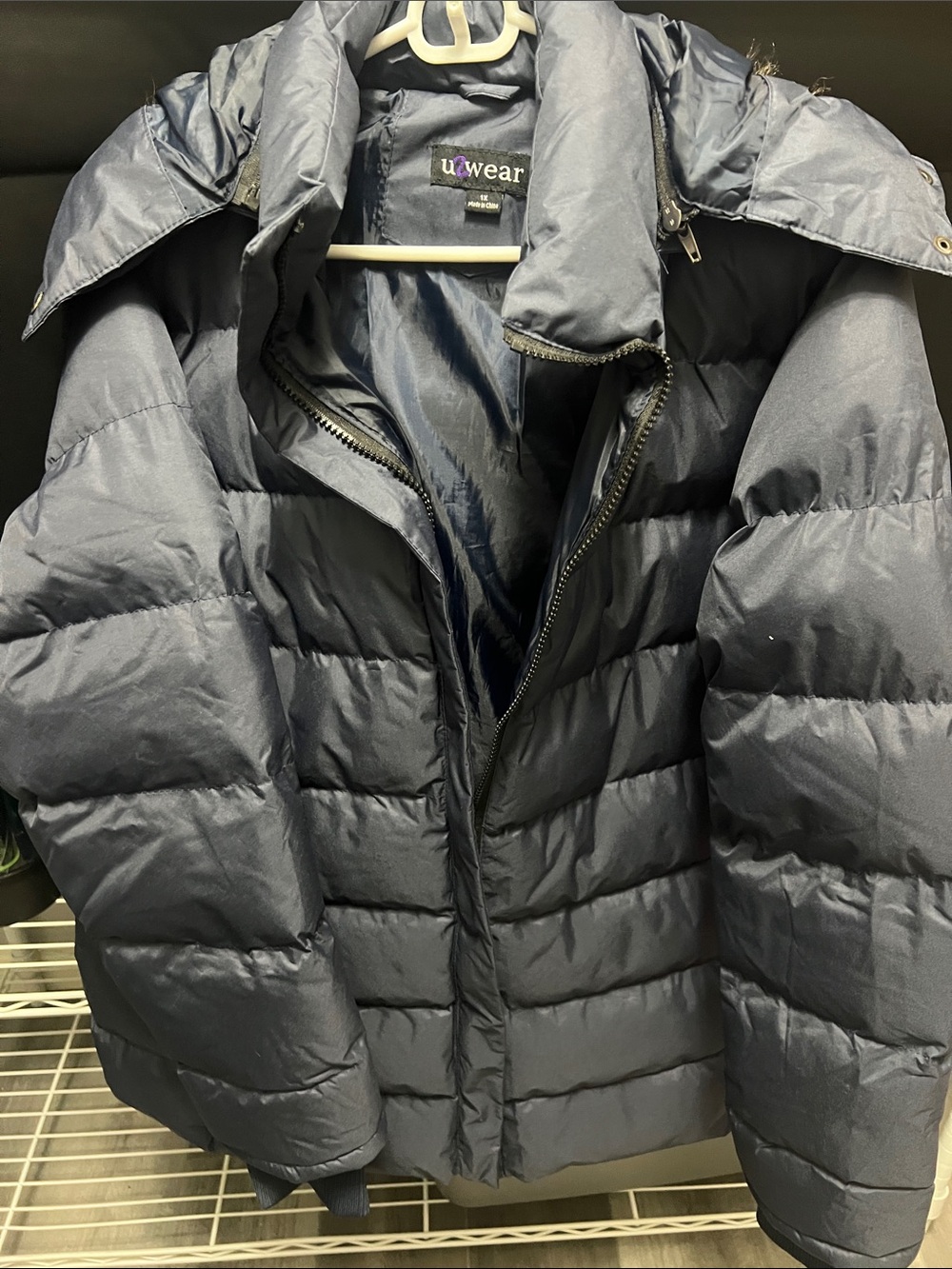 Kids' Navy Puffer Jacket with Hood